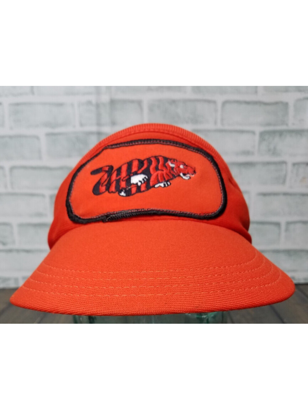 Vintage Grumman Patch Embroidered Aircraft Tiger Visor Hat Cap ORANGE Aviation